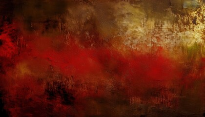 Wall Mural -  deep red and gold textured abstract oil painting with rich brushstrokes for wall art or decor