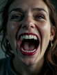 © Татьяна Антоненко - Closeup of a woman screaming, showing intense emotion and raw expression.