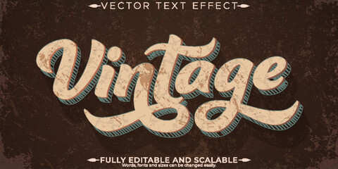 Wall Mural - retro sticker text effect, editable 70s and 80s text style