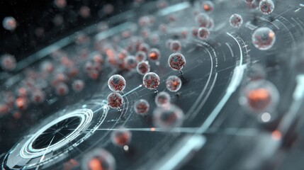 Wall Mural - microscopic nanobots assembling on a futuristic interface highlight the potential of nanotechnology 