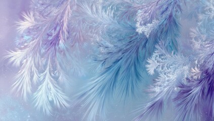 Naklejka na meble Frosty branches, winter scene, pastel hues, magical background, holiday card