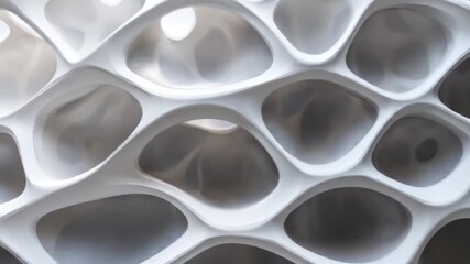 Abstract White Cellular Structure with Smooth Surfaces and Intricate Organic Design