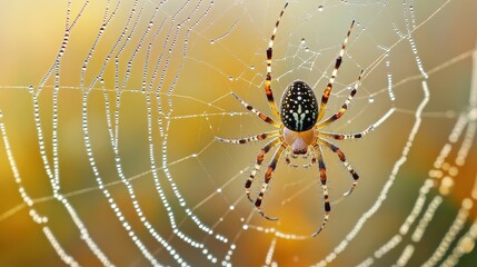A spider is sitting on a web in the middle of a web