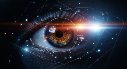 Wall Mural - Digital eye with futuristic data overlay