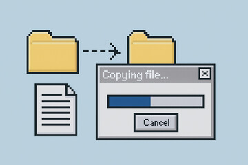 Wall Mural - file copying process: conceptual illustration of a file being copied from one source to another with