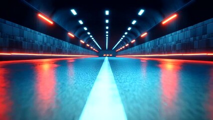 Wall Mural - futuristic tunnel with neon lights: an immersive sci-fi experience 3d render