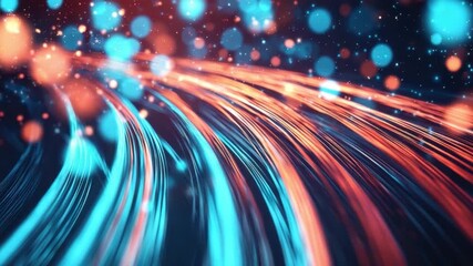 Wall Mural - colorful light trails creating dynamic abstract patterns against a dark background