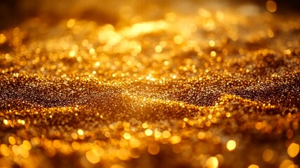 Wall Mural - Golden Bokeh Background Loop with Glittering Particles and Defocused Lights