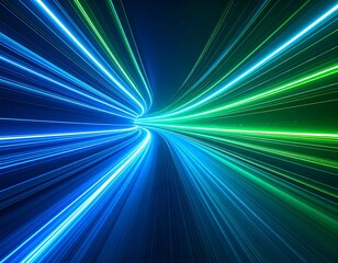 Wall Mural - Dynamic blue abstract background featuring futuristic laser rays and an energetic burst of light, evoking motion and cosmic design