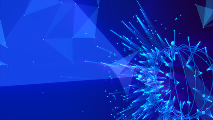 Wall Mural - wave of connection network dots of innovative creation. 3d rendering animation .