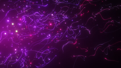 Wall Mural - futuristic technology background, grid dot connection, wave animation, depth of filed
