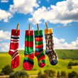 © Sista.Zuknia - Cheerful Variety of Colorful Socks on Clothesline Against Blue Sky