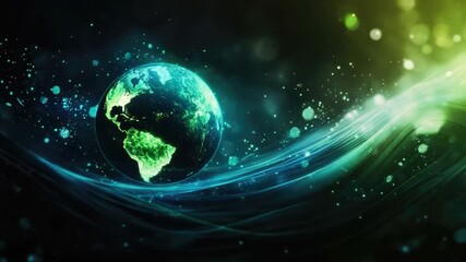 Wall Mural - abstract representation of earth with glowing colors and swirling light effects in a cosmic backgrou