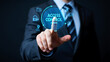 © Kaylash - Businessman touching digital interface with access control icons image
