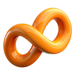 3d orange infinity symbol isolated on transparent background