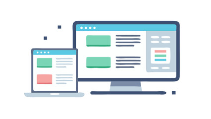 Website design development responsive layout concept for desktop and laptop digital devices interface mockup