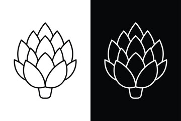 Elegant Artichoke Line Art. Vector Design with Simple Petal and Stem Shape