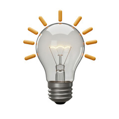 Wall Mural - A bright incandescent light bulb glowing with inspiration and new ideas isolated on transparent background
