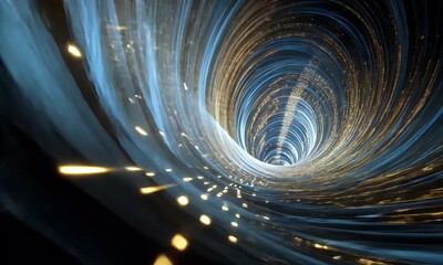 Wall Mural - abstract futuristic digital background with a glowing spiral tunnel, representing data transfer and 