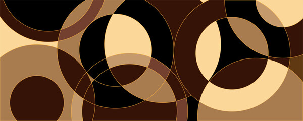 Wall Mural - Minimalist banner background, brown, black, and yellow gradient. Circle effect style, geometric and abstract background. Eps 10.