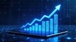 © MDBAKHTIAR - Digital growth chart with upward arrow on a futuristic dark background