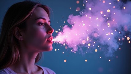 Wall Mural - Pink purple smoke character screen