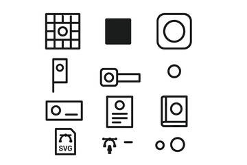 Gray ui icons set with outline style on textured background