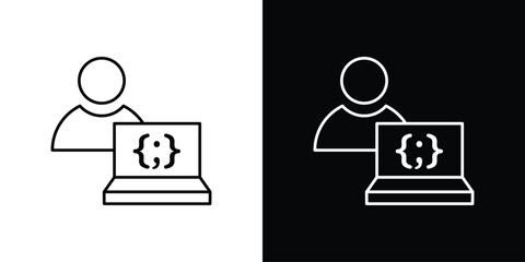Programmer icon design. Thin graphic elements vector illustration