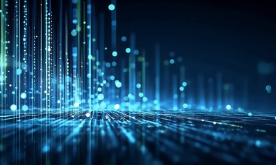 Wall Mural - blue digital background with data technology, code, and information in a dark blue color. abstract f
