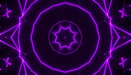 Wall Mural - square purple light line tech pattern background