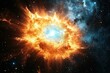 © D.APIWAT - Vibrant fiery cosmic nebula explosion illuminating deep space with intense orange and red energy creating grand celestial spectacle.