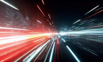 Wall Mural - abstract digital background with colorful light streaks and lines moving rapidly in the dark,