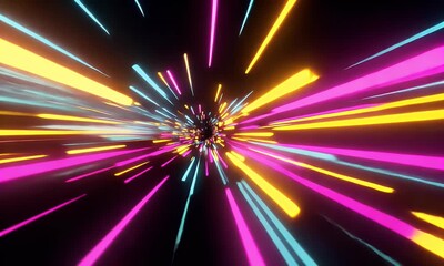 Wall Mural - abstract digital background with colorful light streaks and lines moving rapidly in the dark,