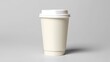 © Jalal - Blank White Paper Coffee Cup with Lid on a Neutral Grey Background