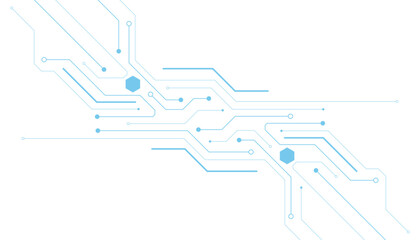 Wall Mural - technology blue circuit diagram on white background. high-tech circuit board connection system.vecto