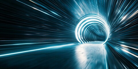 Wall Mural - ai government regulation law concept. futuristic tunnel with dynamic light streaks.