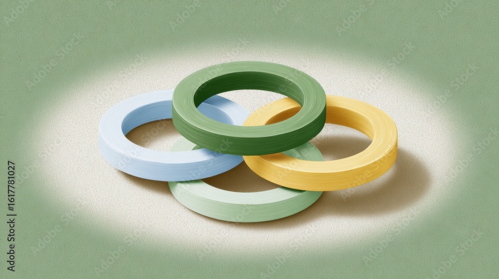 Four overlapping balanced rings representing the philosophy of Ikigai ...