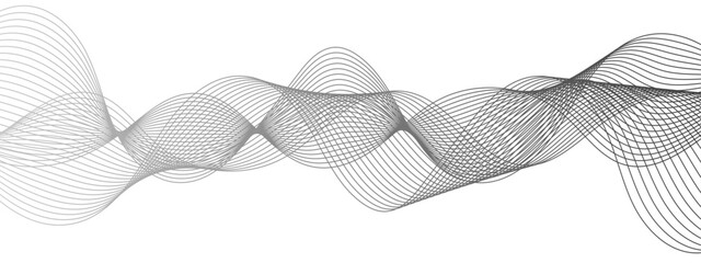 Canvas Print - abstract modern background with black and white wavy lines. curved wavy lines tech futuristic motion