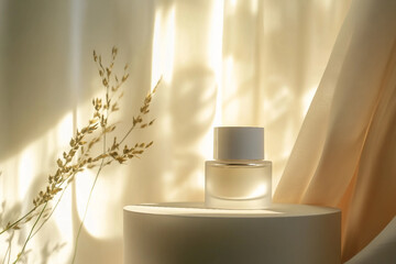 Wall Mural - minimalist picture of product on round podiums generative ai