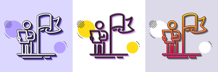 Wall Mural - leadership line icon. halftone dotted pattern. gradient icon with grain shadow. success flag sign. w