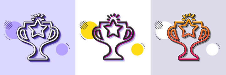 Wall Mural - winner cup line icon. halftone dotted pattern. gradient icon with grain shadow. sport trophy with st