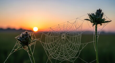 spider web with dew drops