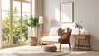 © creativeideh - Serene Living Room: Minimalist Design with Natural Light