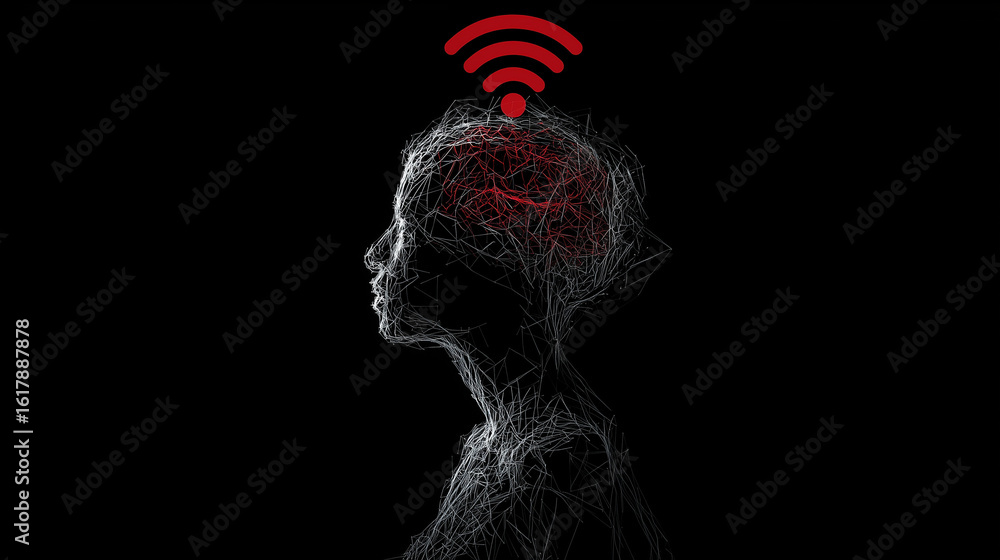 Neural silhouette with Wi-Fi signal.
