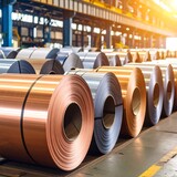 Metal coils in a warehouse