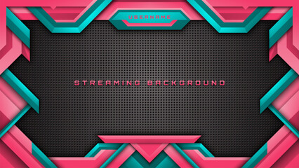 Wall Mural - Streaming Background in Teal and Pink, Abstract Gaming Overlay Backdrop for Live Stream and Esports