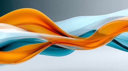 Wall Mural - luminous abstract flow with dynamic swirls and fluid textures in orange and blue highlights