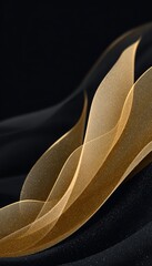 Wall Mural - elegant black and gold abstract design with flowing metallic waves on dark background