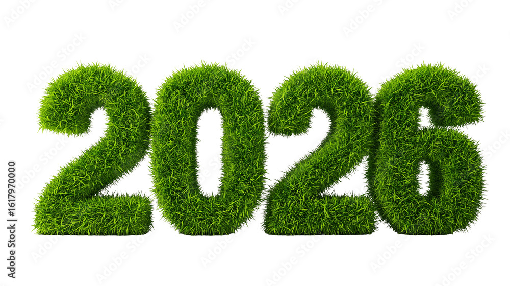 Stock-Illustration „2026 Year of Growth in Green Grass Numbers on ...