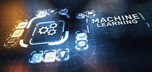 Wall Mural - machine deep learning algorithms, artificial intelligence, ai, automation and modern technology in b